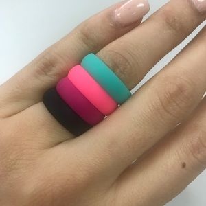Silicone wedding Band Rings-Mint-Pink-Fushia-Black